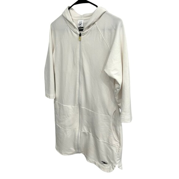 Speedo White Hooded Zip-Up Swim Cover-Up With Pockets Sz M - Picture 3 of 9